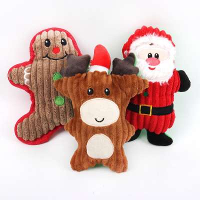 Hot Selling  Pet Plush Toy Teeth-Resistant  Cartoon Christmas Dog Toy