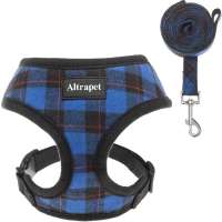 Soft Mesh 100% Polyester Pet Dog Harness with Leash Plaid Adjustable Puppy No Pull Harnesses Padded Walking Dog Cloth