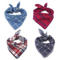 Dog Bandana  Reversible Dog Scarves for Boy Girl Puppy Small Medium Large Dogs, Plaid Cloth Handkerchiefs Bandanas