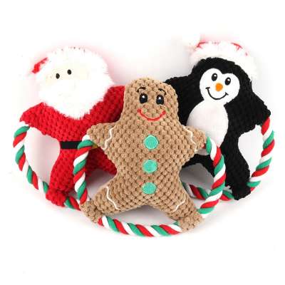 Christmas  Pet Plush Toy Dog Vocal Cartoon Cotton Rope Molar bite-resistant vent Dog Toy