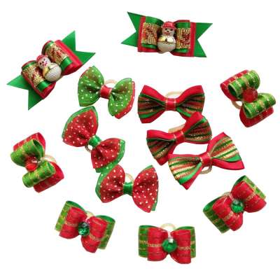 Wholesale Amazon Ribbon Bows Accessories Christmas Hair Bows for Dog Pet Puppy