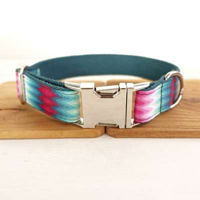 Custom Logo Bite Resistant  Pet Collar Dog Collar with Metal Buckle