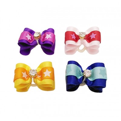 Star Dog hair bow with Rubber Bands Dog Grooming Bows  Pet Hair bands