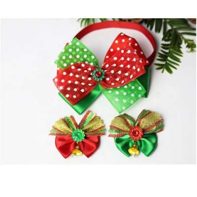 Amazon Custom 3Pcs/set Bowtie Gift Christmas Dog Hair Bows Accessories With Rubber Band